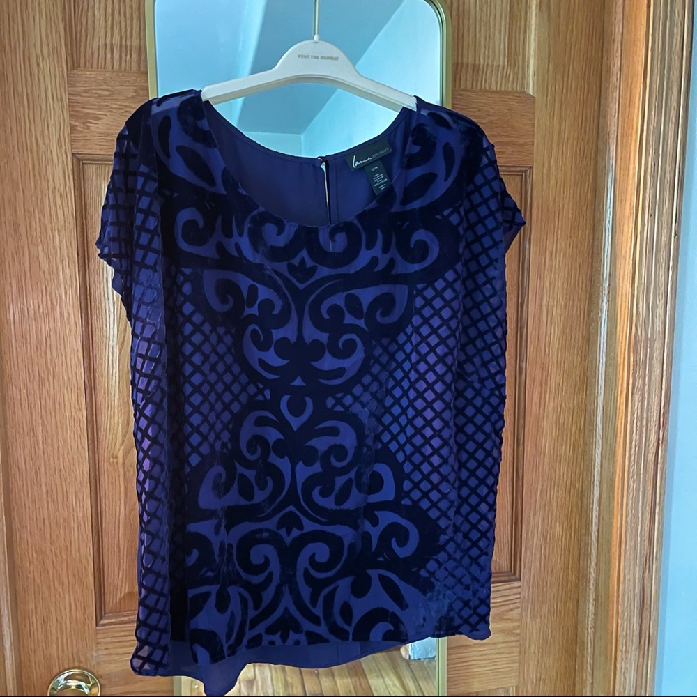 Purple Semi-Sheer Top with Velvet Burnout Design